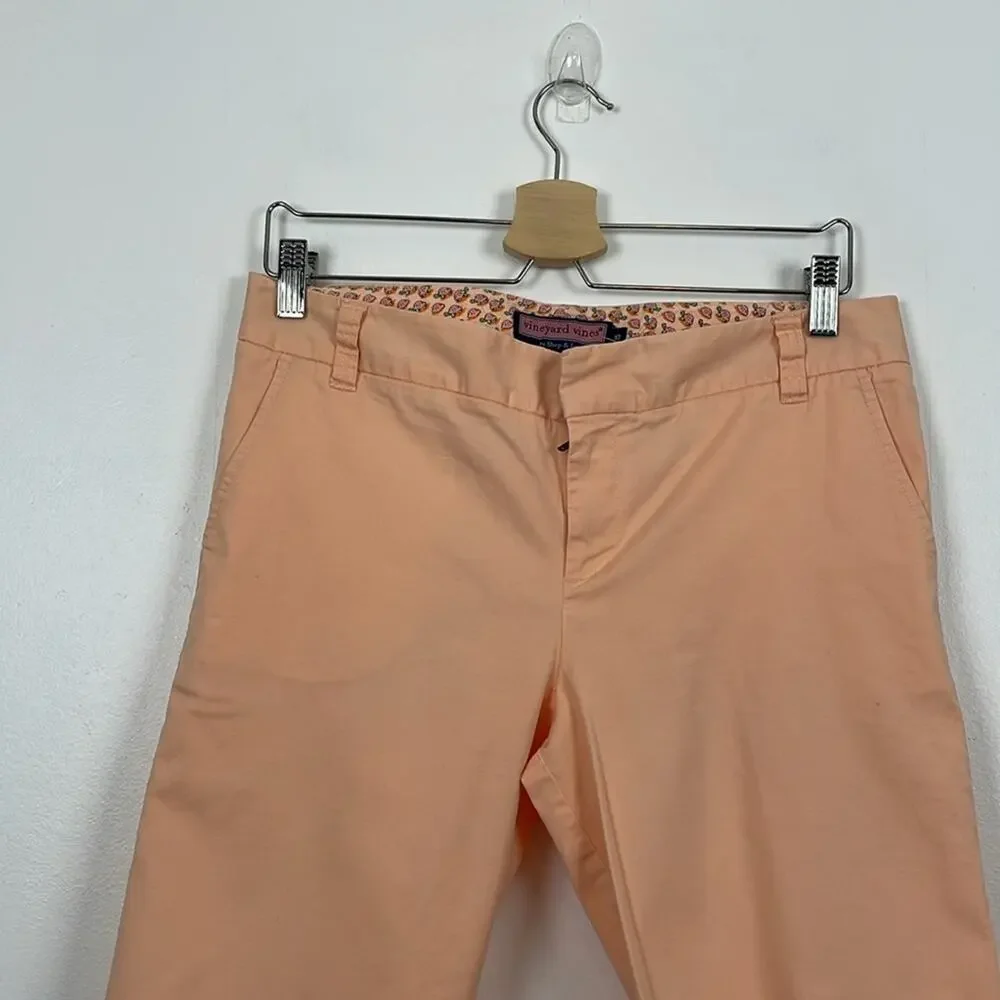 Vineyard Vine Womens 10 Orange Bermuda Shorts 4 Pockets Casual Relaxed Pant - Picture 3 of 9